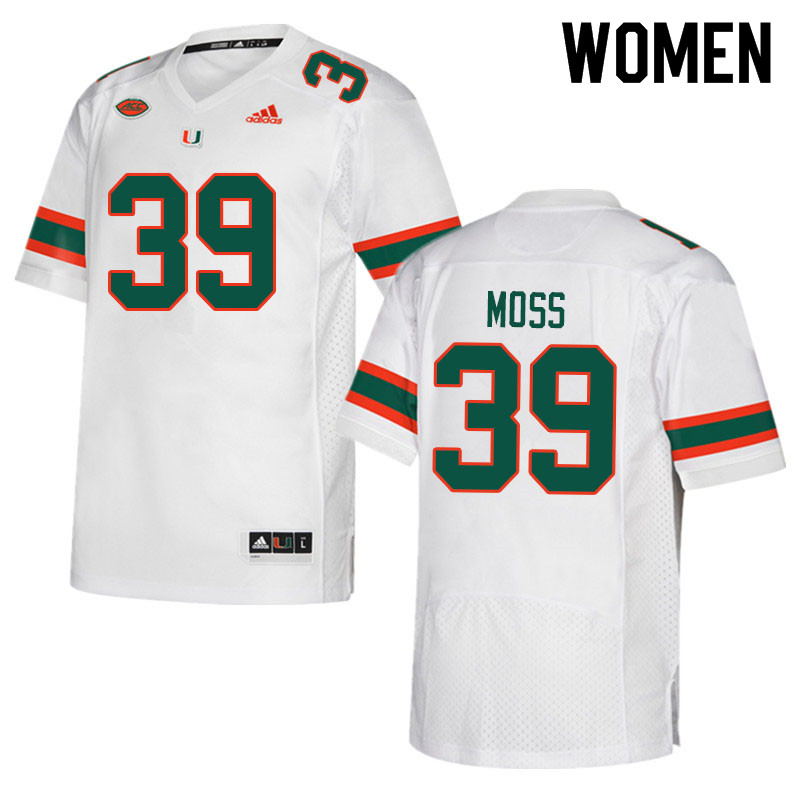 Women #39 Cyrus Moss Miami Hurricanes College Football Jerseys Sale-White
